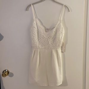 NWT white romper with crochet top